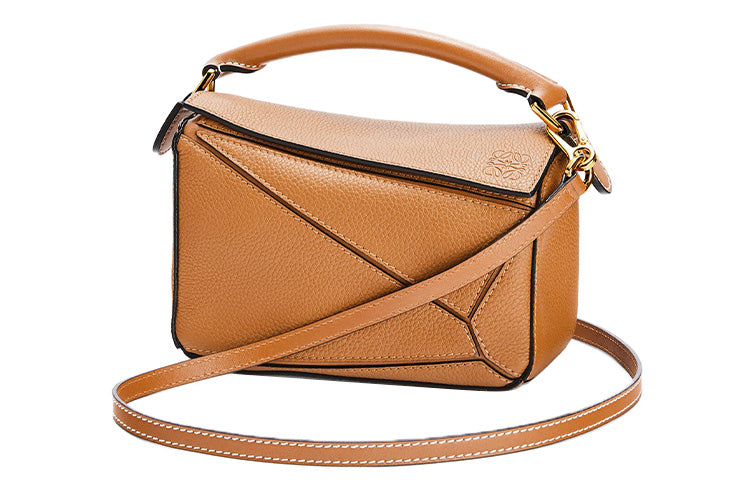 LOEWE Puzzle Calfskin Geometric Puzzle Bag, Handbag, Shoulder Bag, Crossbody Bag Mini Women's Light Caramel Brown