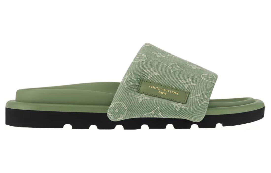 LOUIS VUITTON Slip-Resistant Slide Slippers Women's Light Green