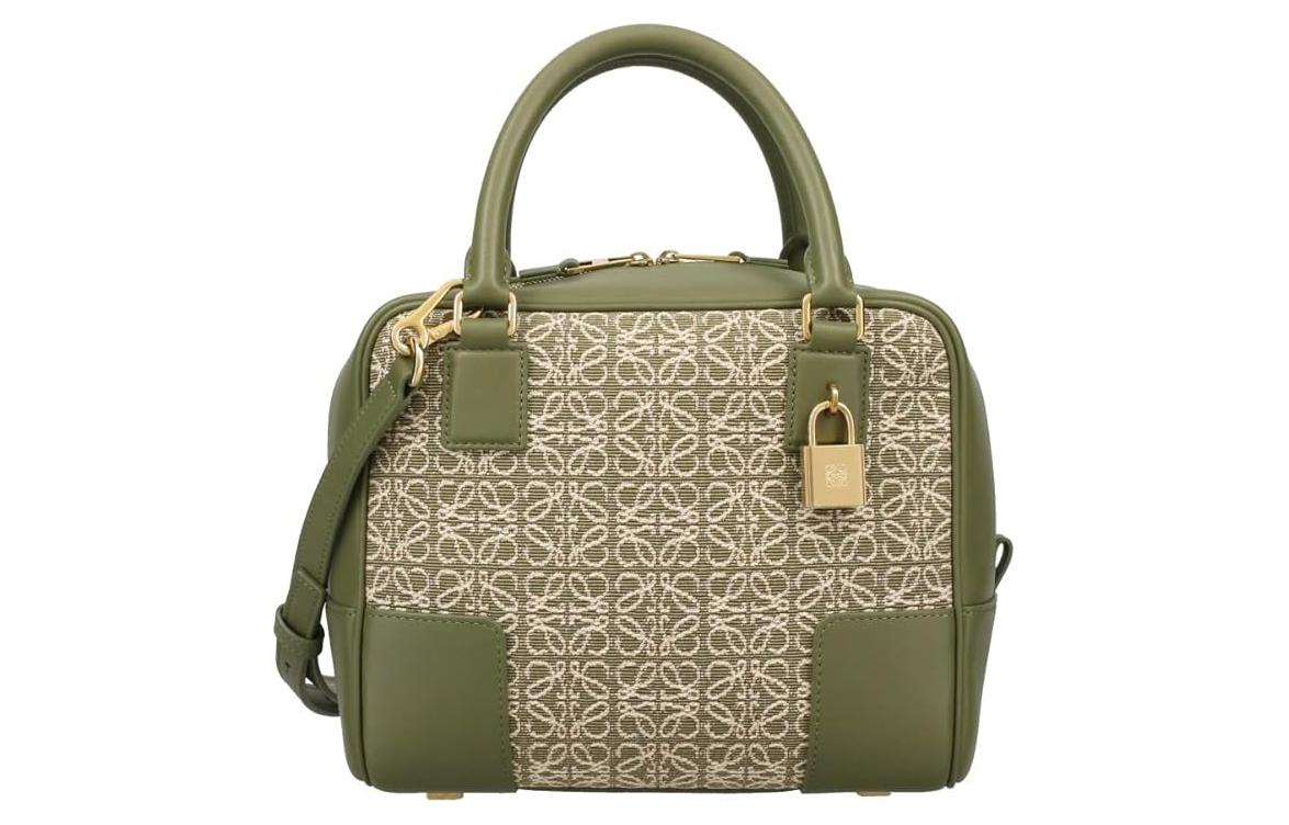 LOEWE Anagram Fabric With Calfskin Shoulder Bag, Crossbody Bag, Handbag Women's Green