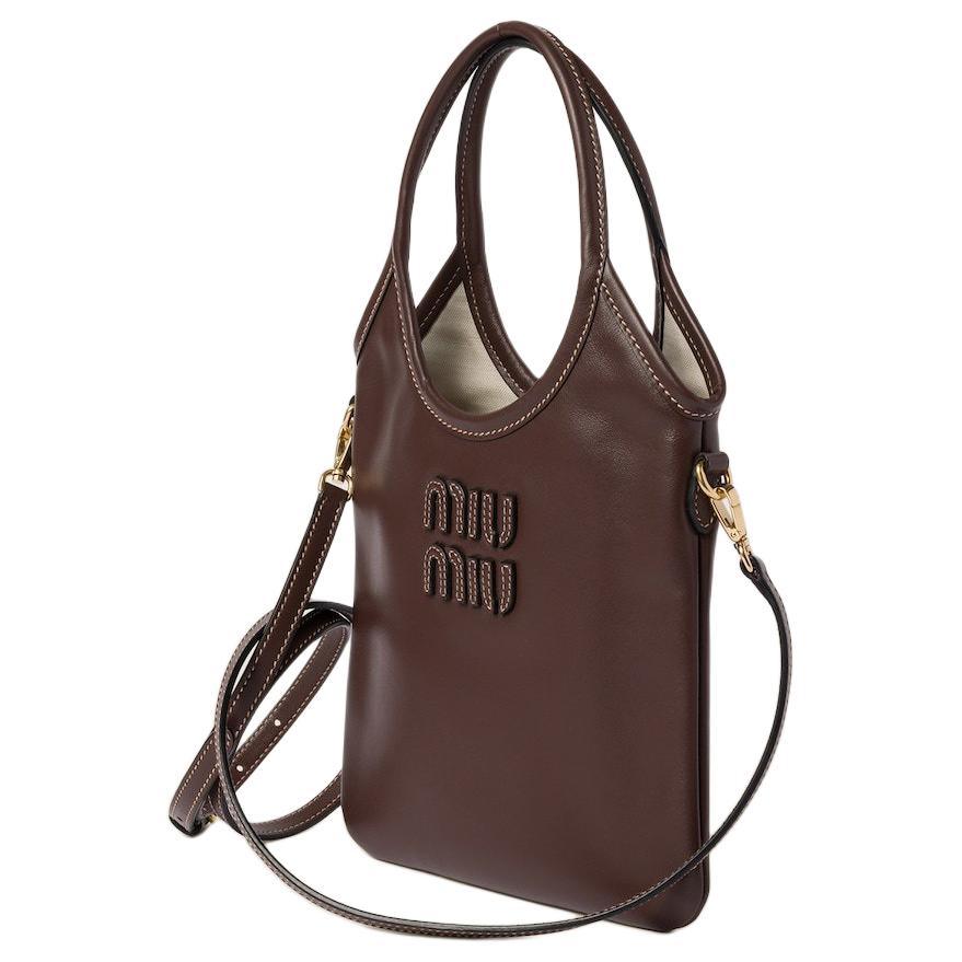 MIU MIU Ivy Leather Shoulder Bag, Crossbody Bag, Handbag Regular Women's Heather Wood