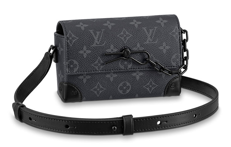 LOUIS VUITTON Steamer Coated Canvas Cow Leather Patchwork Trim Box Bag Shoulder Bag Crossbody Bag Mini Men's Black