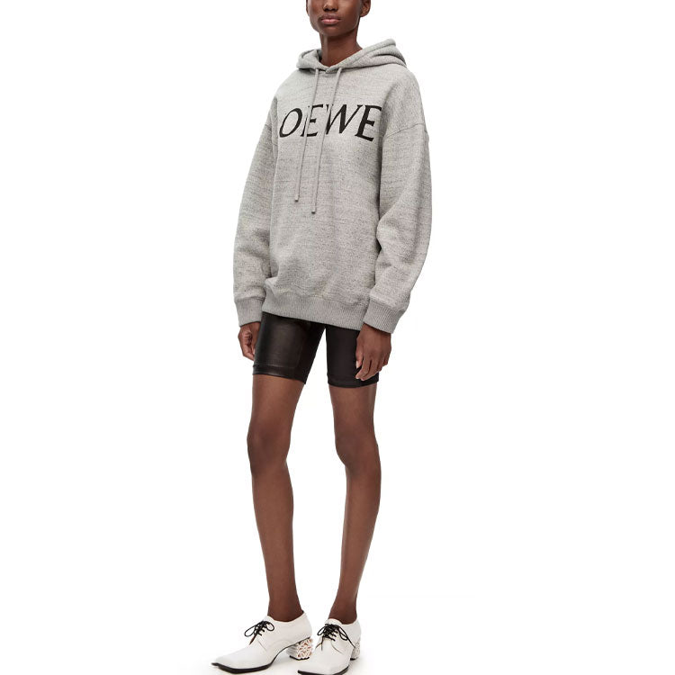 LOEWE Women's LOEWE Oversize Cotton Hoodie Grey Melange