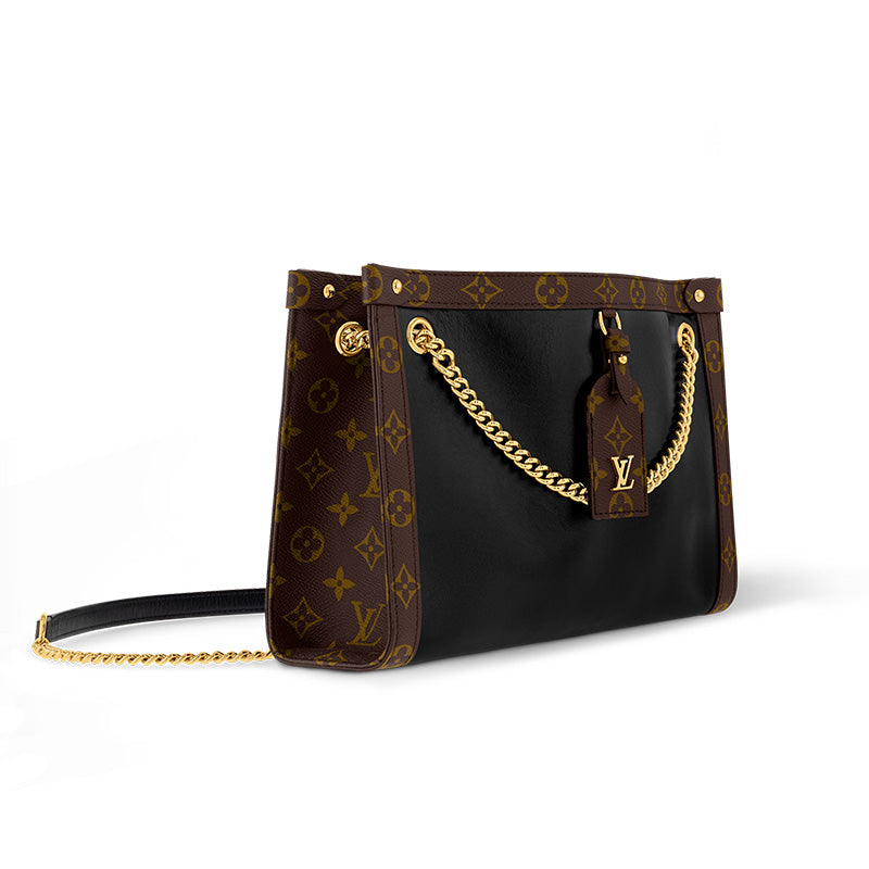 LOUIS VUITTON Nova Calf Leather Small Shoulder Bag Women's Black/Brown