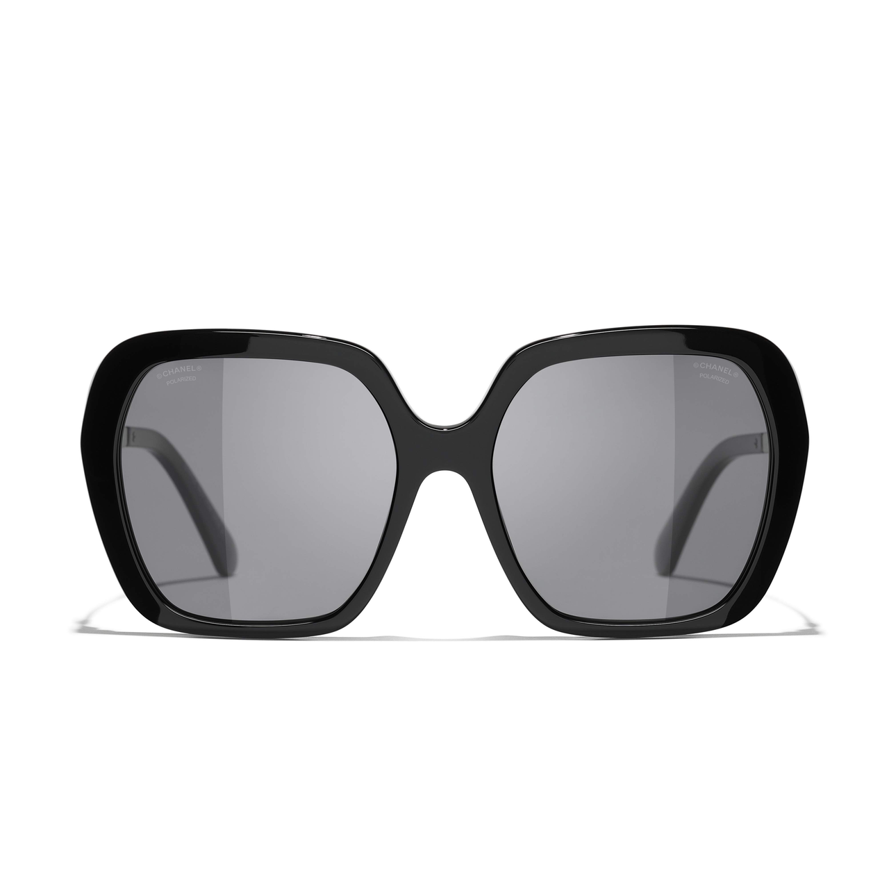 CHANEL Acetate Metal Acetate Square Sunglasses Unisex Black Silver