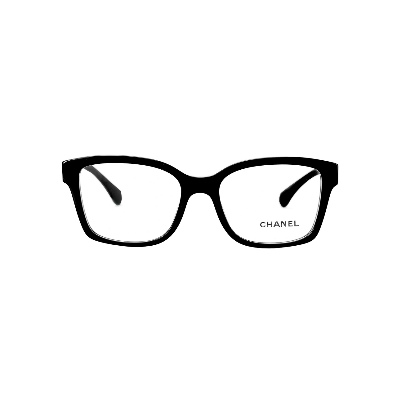 CHANEL Plate Frame Square Eyeglass Frames Unisex Black