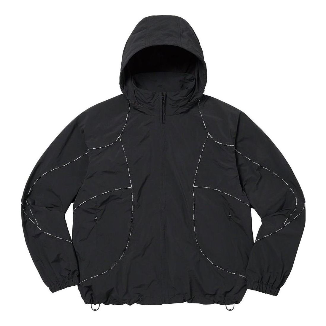 Supreme Logo Piping Hooded Track Jacket 'Black White' SUP-FW23-065