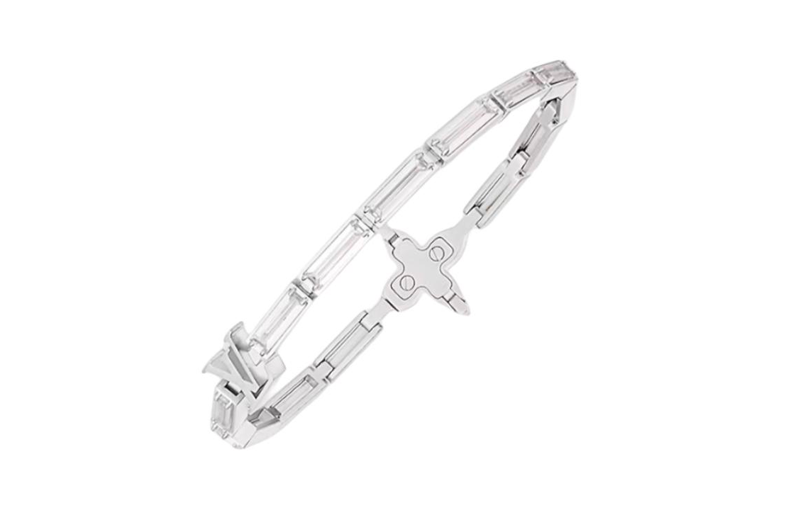 LOUIS VUITTON Zircon Metal Bracelets Men's Silver