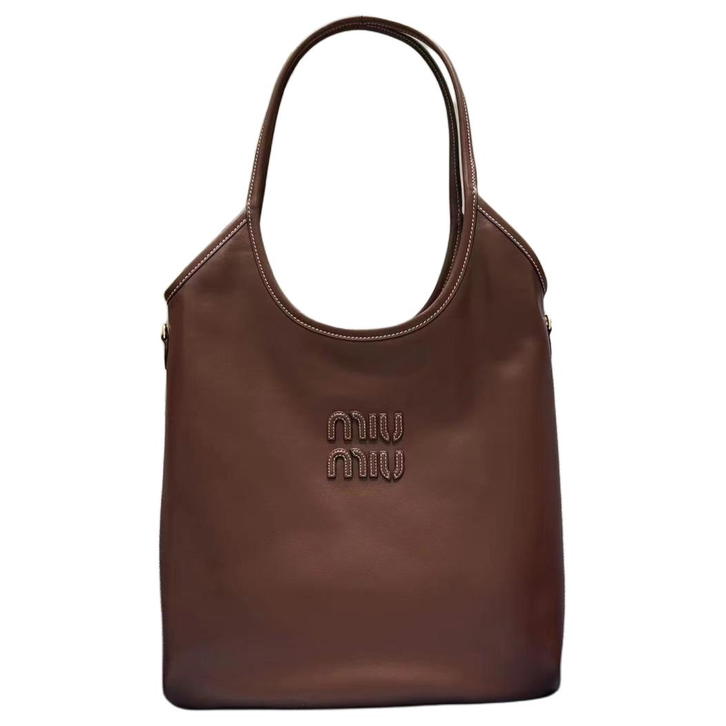 MIU MIU Leather Tote Bag Shopping Bag Handbag Women's Briarwood