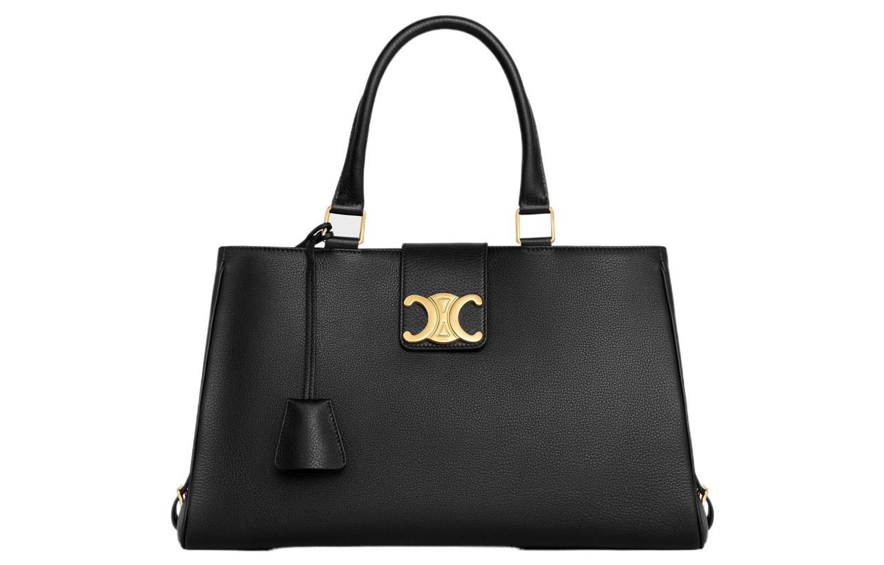 CELINE Soft Cow Leather Shoulder Bag, Crossbody Bag, Handbag Medium Size Women's Black