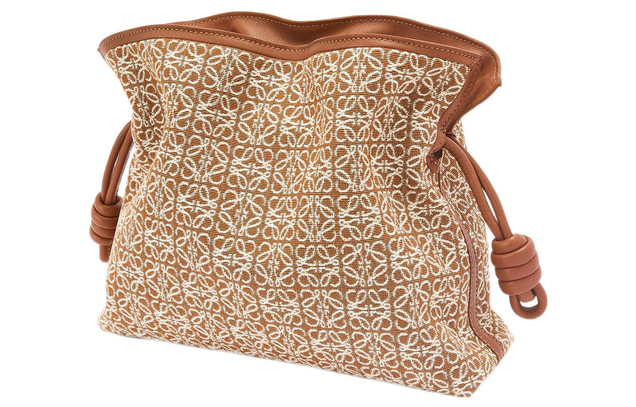 LOEWE Flamenco Clutch In Anagram Jacquard And Calfskin Tan/Pecan