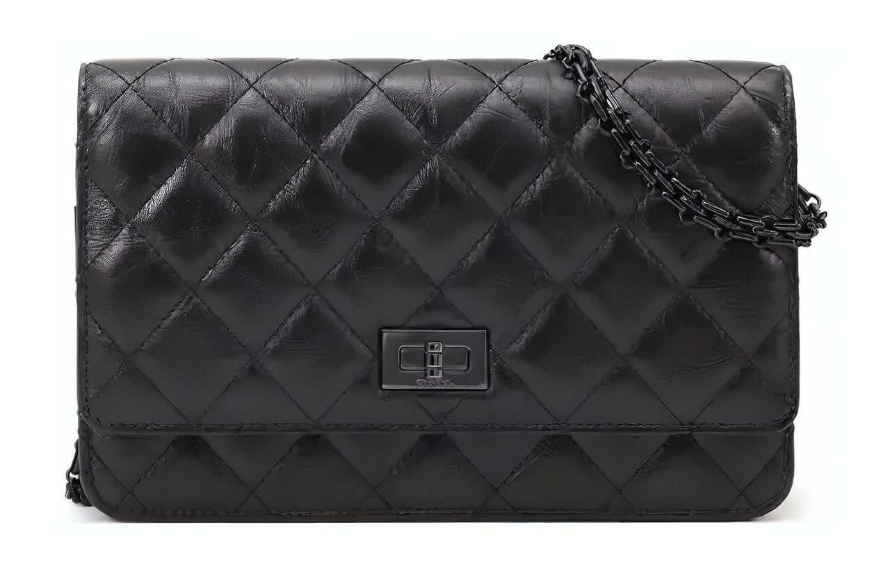 CHANEL 2.55WOC Leather Crossbody Bag Women's Black