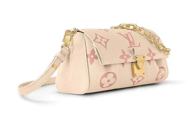 LOUIS VUITTON Favorite Embossed Cow Leather Dumpling Crossbody Bag Regular Women's Cream White/Pink