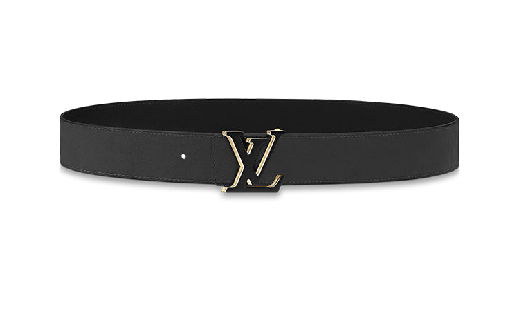 LOUIS VUITTON Cow Leather Leather Belts Men's Black Width: 4cm