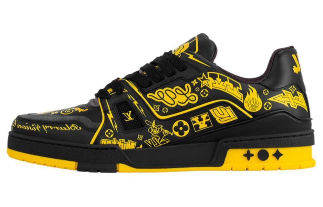 LOUIS VUITTON Trainer Low-Top Skateboard Shoes Women's Black