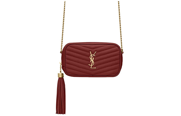 SAINT LAURENT Leather Shoulder Bag, Crossbody Bag Mini Women's Vibrant Red