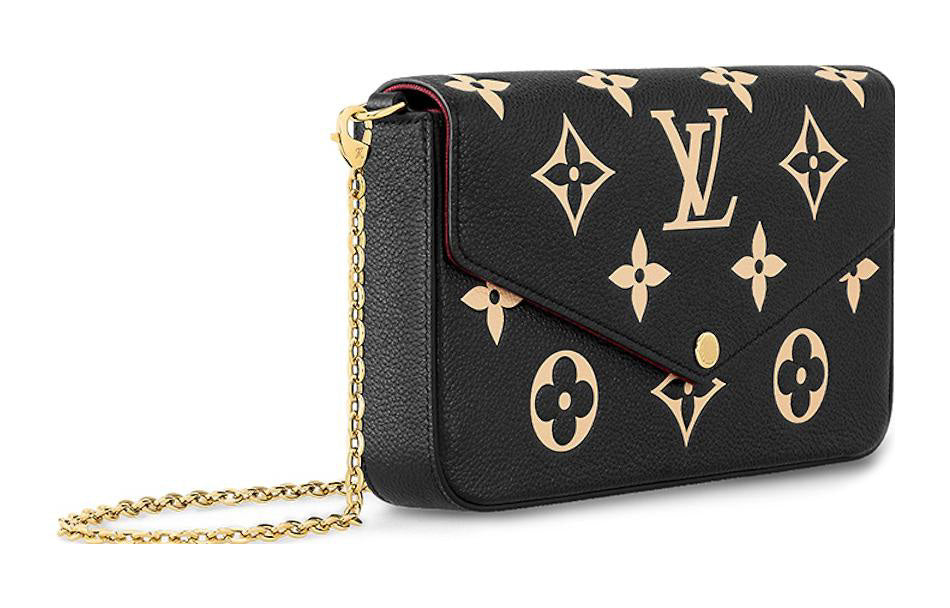 LOUIS VUITTON Pochette Félicie Grained Calfskin Handbag Shoulder Bag Women's Black