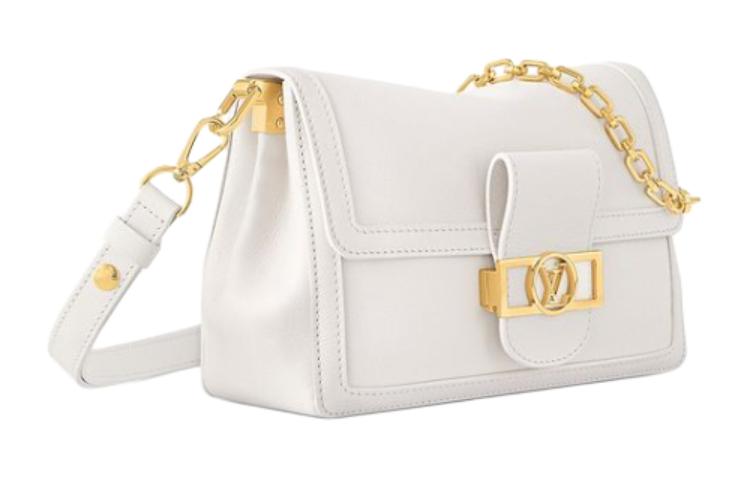 LOUIS VUITTON Dauphine Leather Shoulder Bag Crossbody Bag Medium Size Women's White