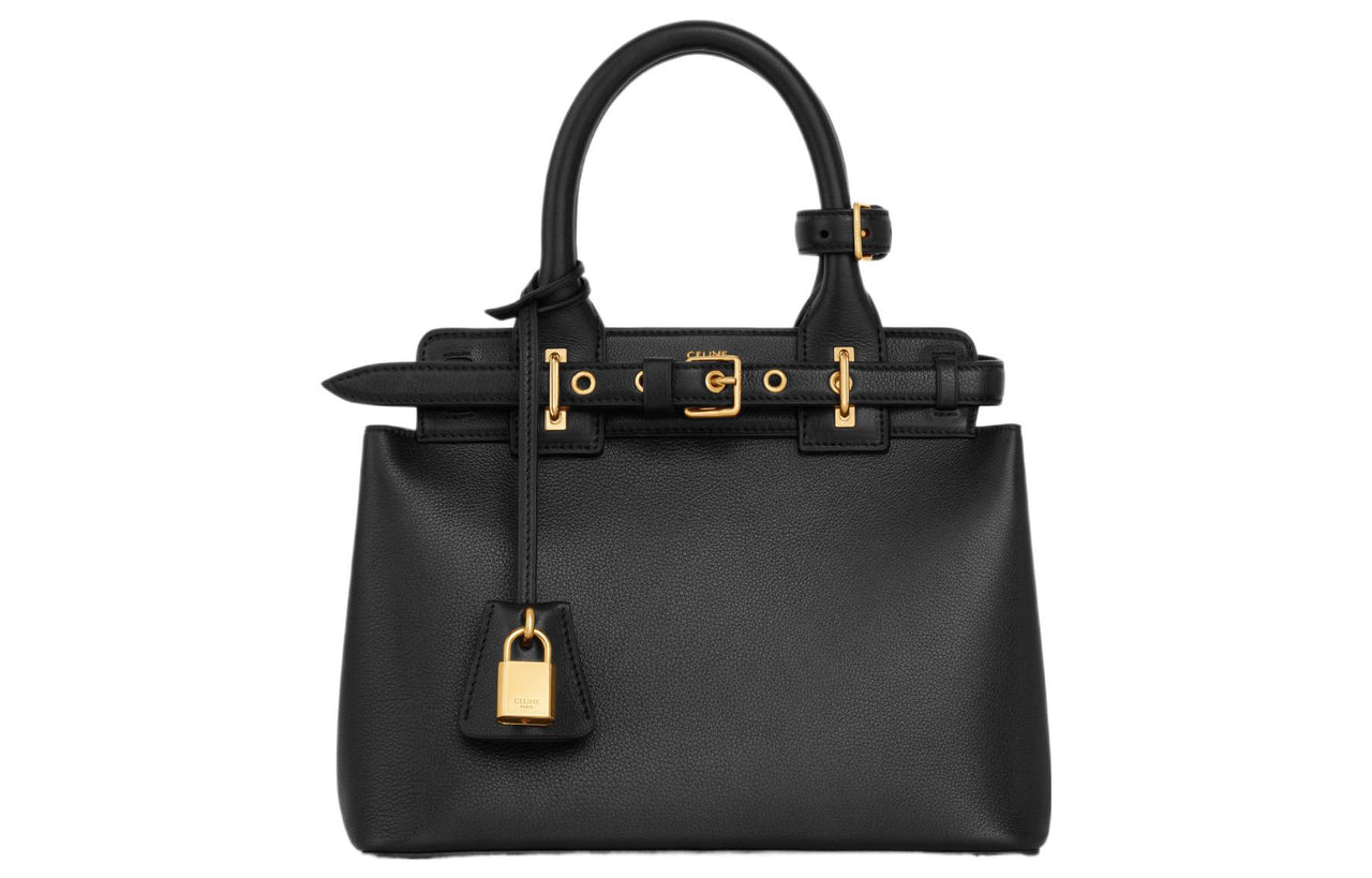 CELINE Soft Cow Leather Shoulder Bag Crossbody Bag Handbag Regular Women's Black