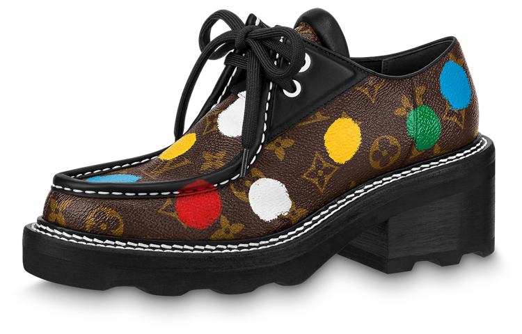 Yayoi Kusama x LOUIS VUITTON Beaubourg Chunky Heel Mid-Low Heel Shoes Women's Brown