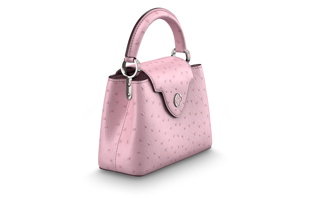 LOUIS VUITTON Capucines Ostrich Leather Kapusin Crossbody Tote Bag Over One Shoulder Mini Women's Pink