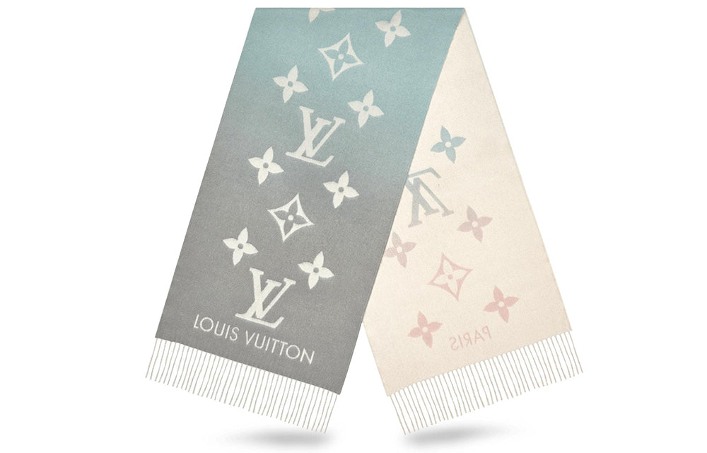 LOUIS VUITTON Knit Scarves Unisex Pink Blue Gradient