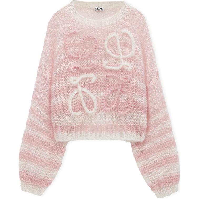 LOEWE Striped Anagram Sweater 'White/Pink'