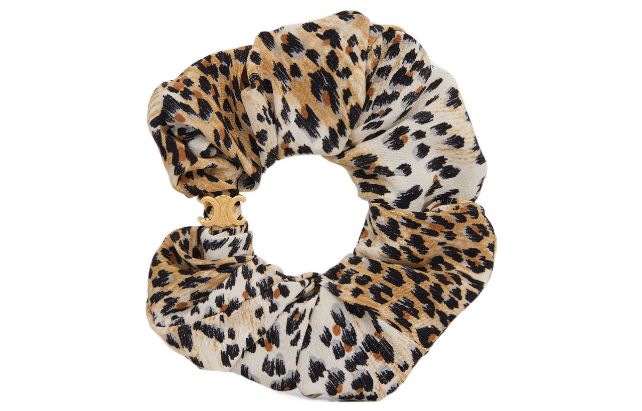 CELINE Brass, Silk Hair Tie Women's Brown