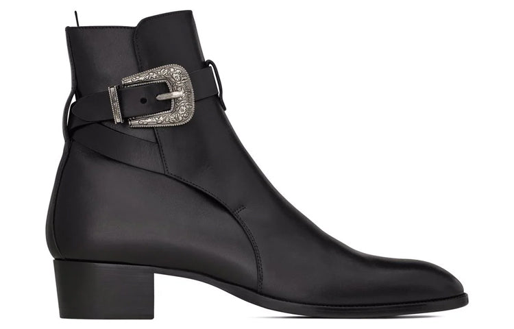 SAINT LAURENT Ankle Boots 4cm Men's Black