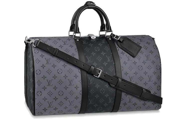 LOUIS VUITTON Keepall Bandouliere Monogram Eclipse Reverse 50 Gray