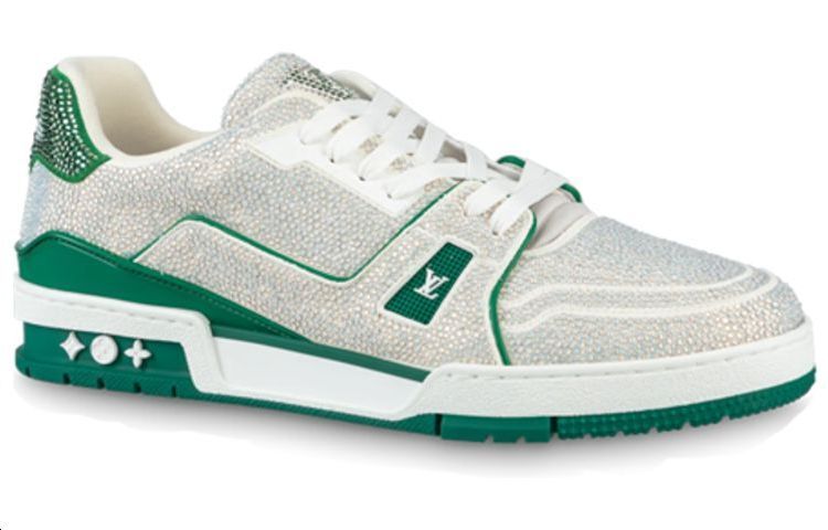 LOUIS VUITTON Trainer Sneakers 'Crystals White And Green'