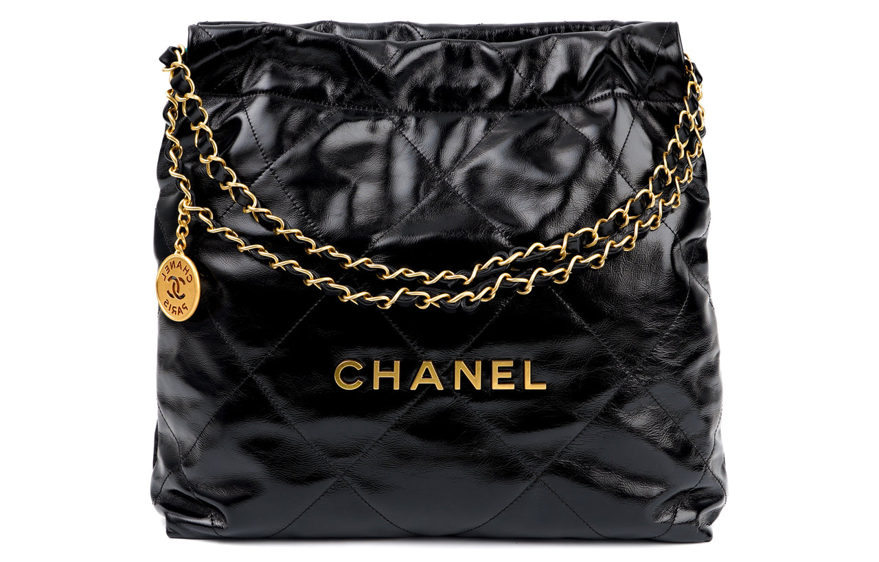 CHANEL 22Bag Small Handbag Shoulder Bag Shiny Calfskin Black