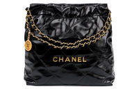 CHANEL 22Bag Small Handbag Shoulder Bag Shiny Calfskin Black