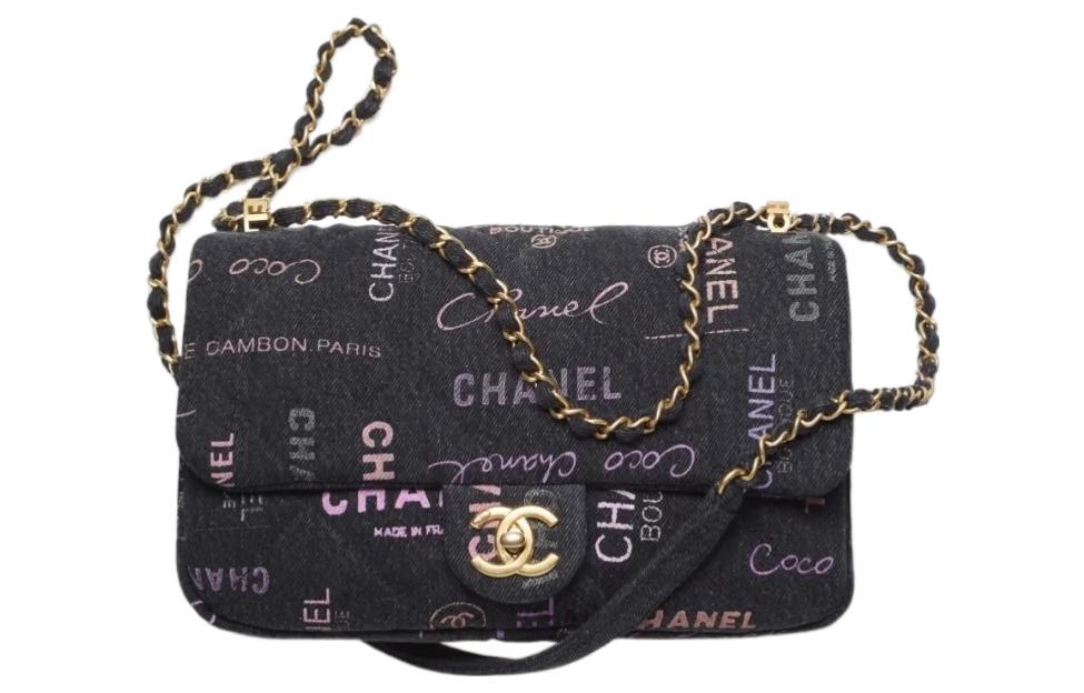 CHANEL Classic Flap CF Denim Denim Mouth Bag Chain Bag Shoulder Bag Crossbody Bag Regular Women's Black