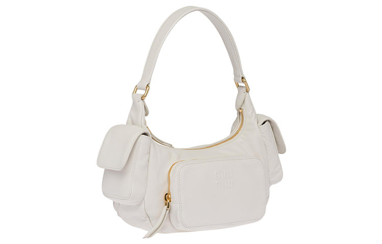 MIU MIU Sheepskin Locomotive Package Shoulder Bag Handbag Women's White