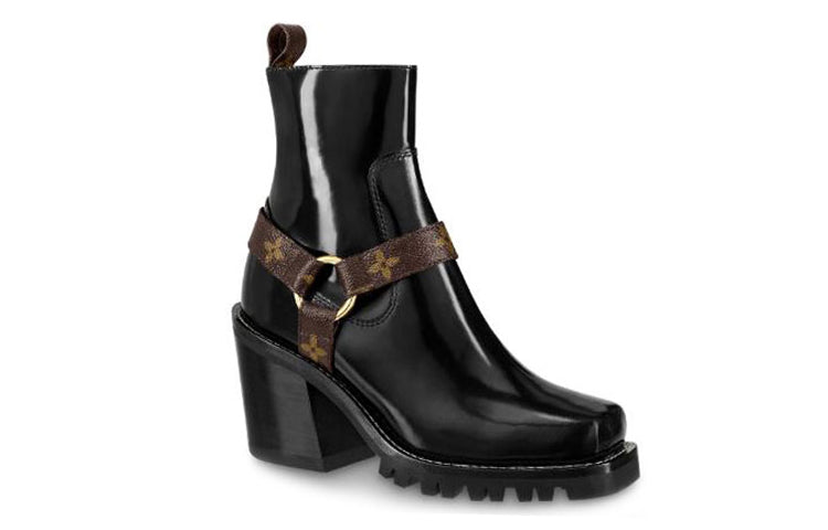 LOUIS VUITTON Limitless Ankle Boots 'Black With Logo Straps' Women's