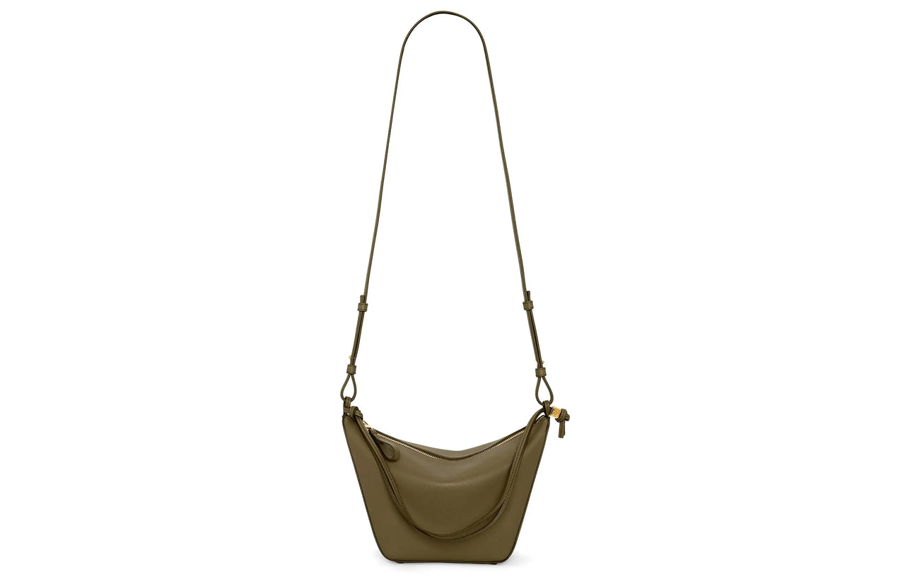 LOEWE Hammock Hobo Cow Leather Hobo Bag Handbag Shoulder Bag Women's Dark Khaki Green