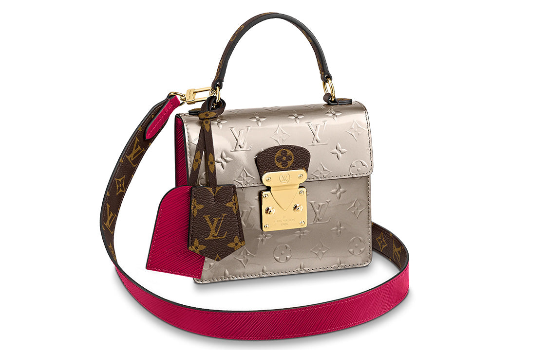 LOUIS VUITTON Cow Leather Shoulder Bag Women's Metallic Champagne Gray