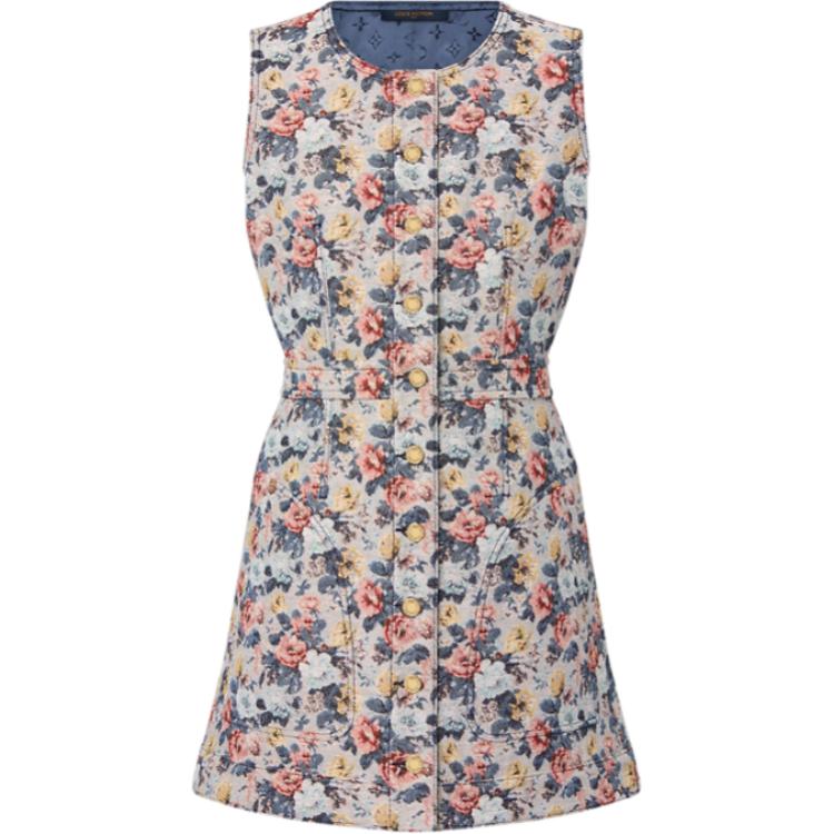 LOUIS VUITTON Floral Jacquard A-Line Dress