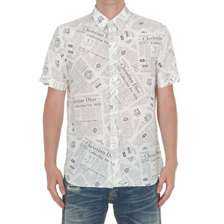 DIOR Short Sleeve Newspaper Print
