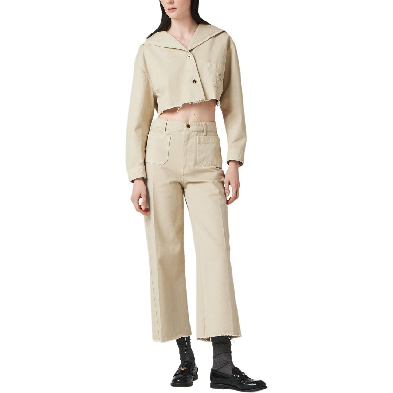 MIU MIU SS24 Casual Pants Women's Chalk White