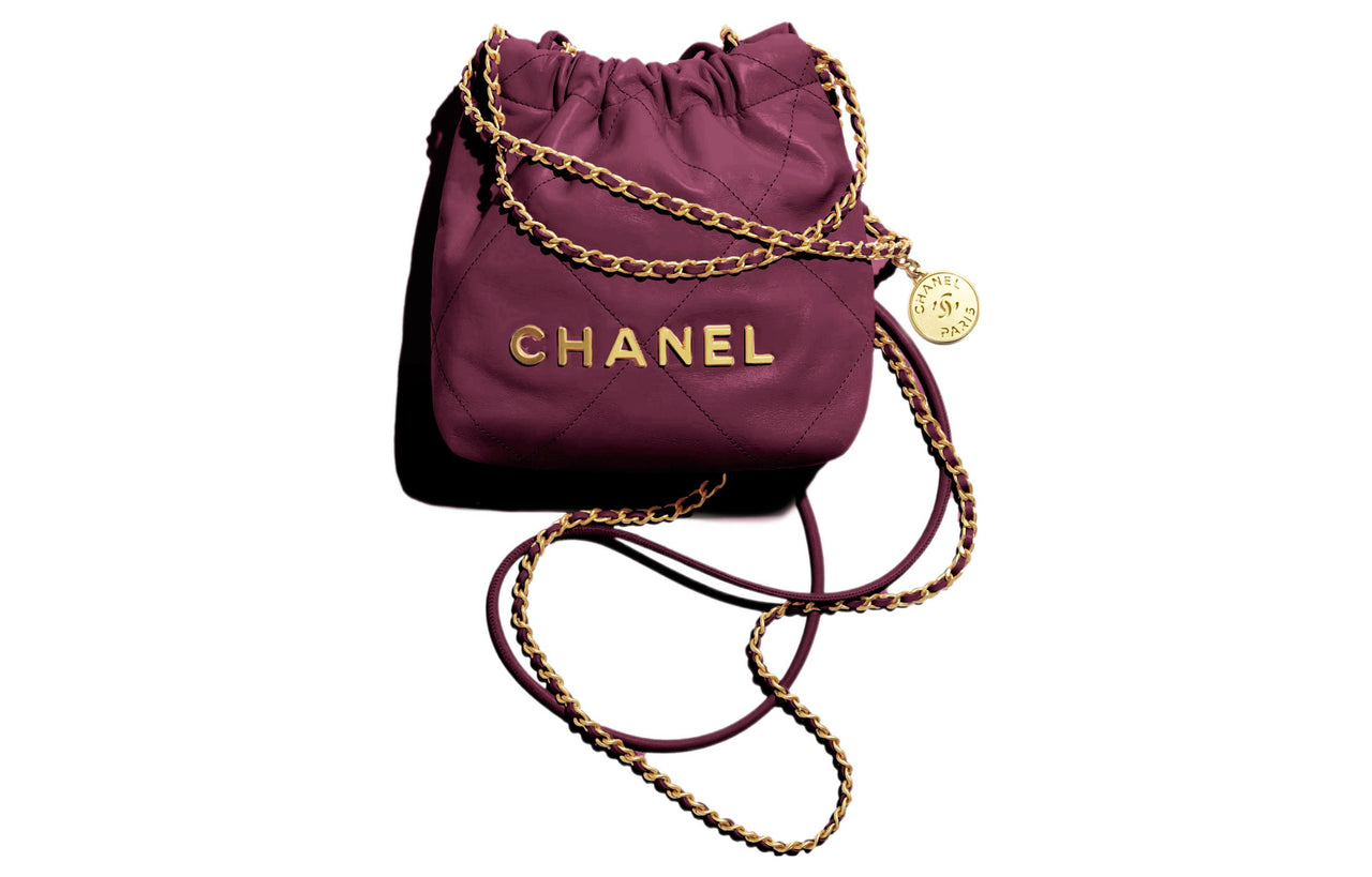 CHANEL 22Bag Calfskin Bucket Bags Shoulder Bag Crossbody Bag Mini Women's Fuchsia