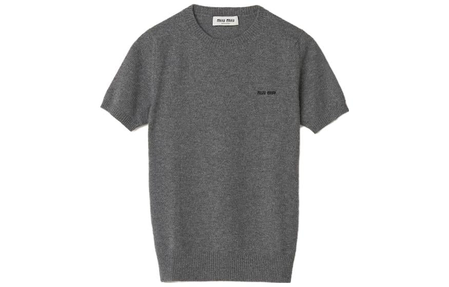MIU MIU Logo intarsia Cashmere Top