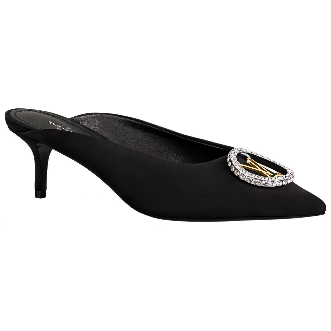 LOUIS VUITTON Madeleine Rhinestone Wrap-toe Slippers Women's Black