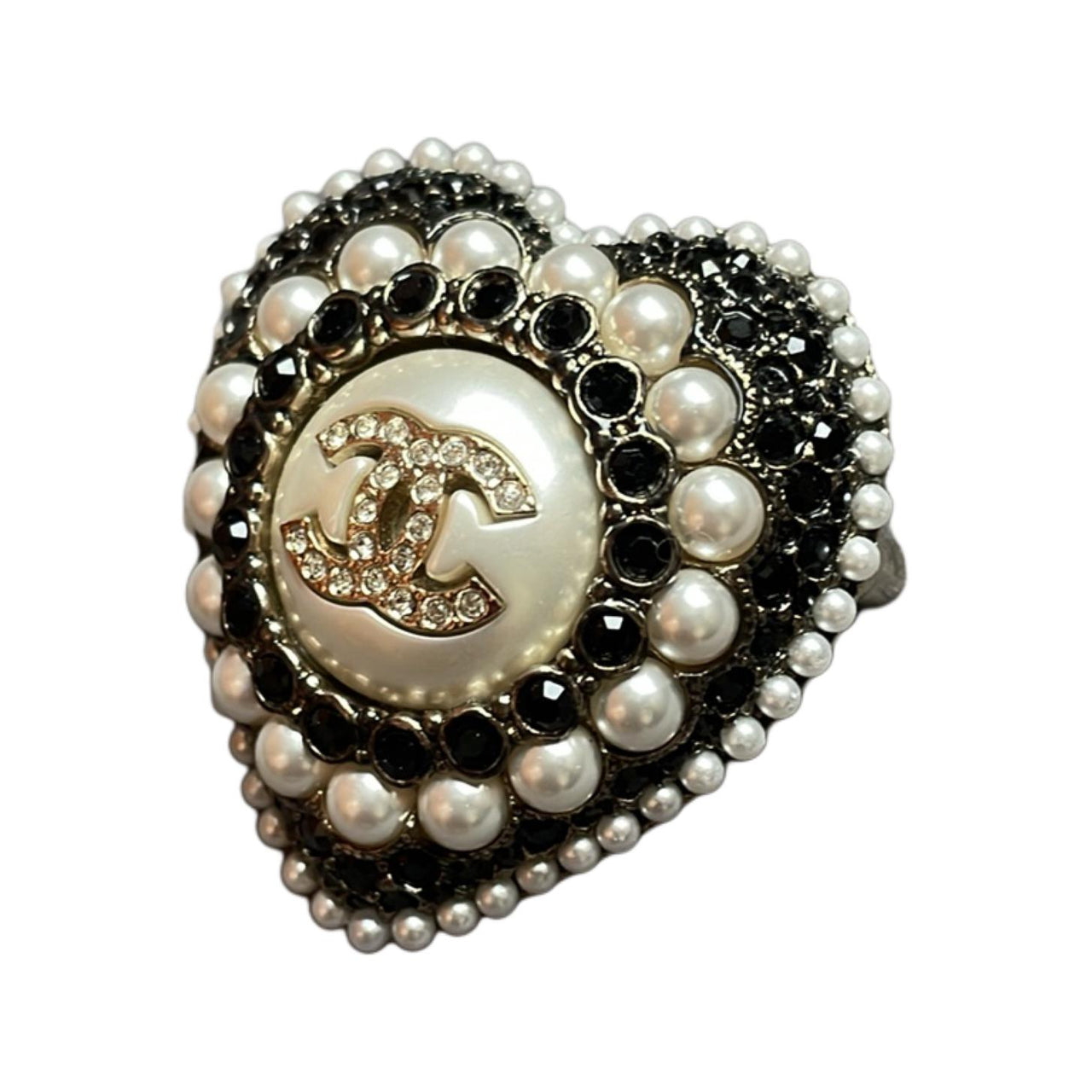 CHANEL 2000s Cc Pearl-embellished Brooch