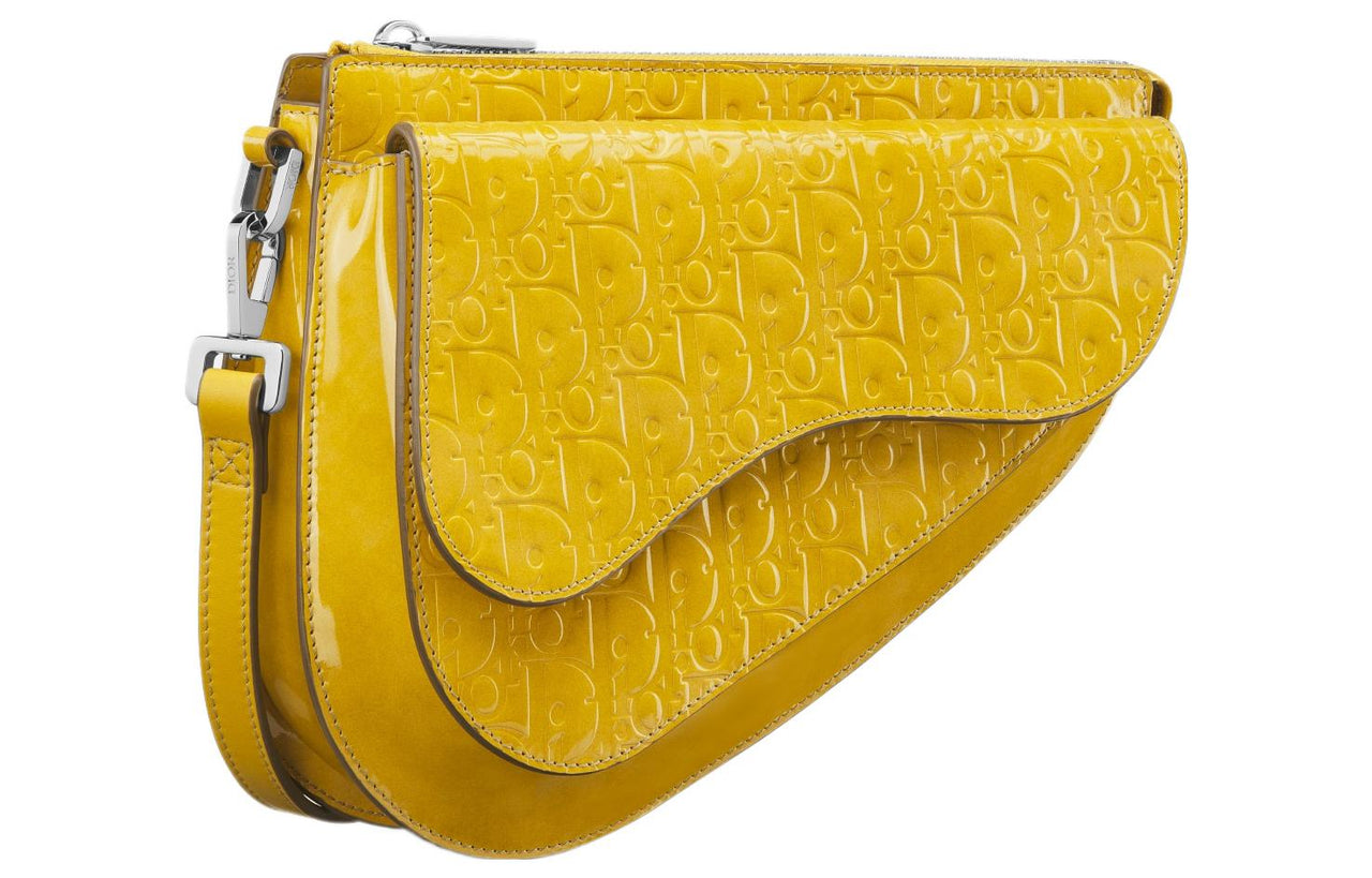 DIOR Oblique Gravity Leather Saddle Bag Handbag, Shoulder Bag Men's Yellow