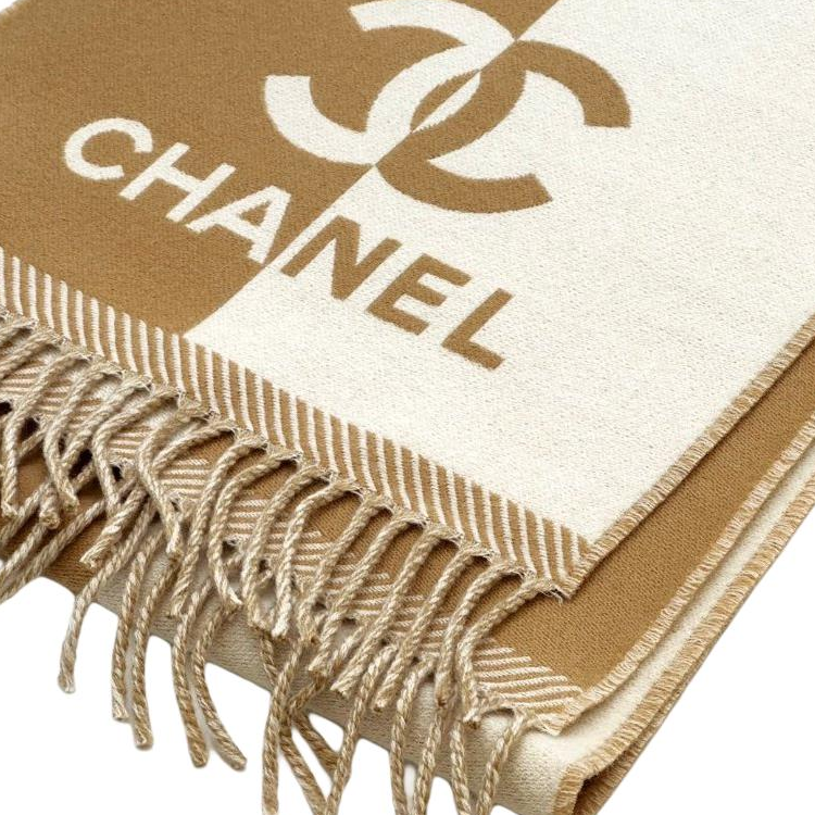 CHANEL Wool Knit Scarves Women's Brown