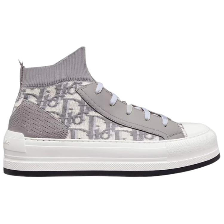 DIOR Walk'n'Dior Platform Shoes Slip Resistant Mid Top Skateboard Shoes Women's Gray
