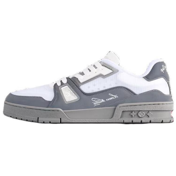 LOUIS VUITTON Trainer Skateboard Shoes Unisex Low-Top White Gray