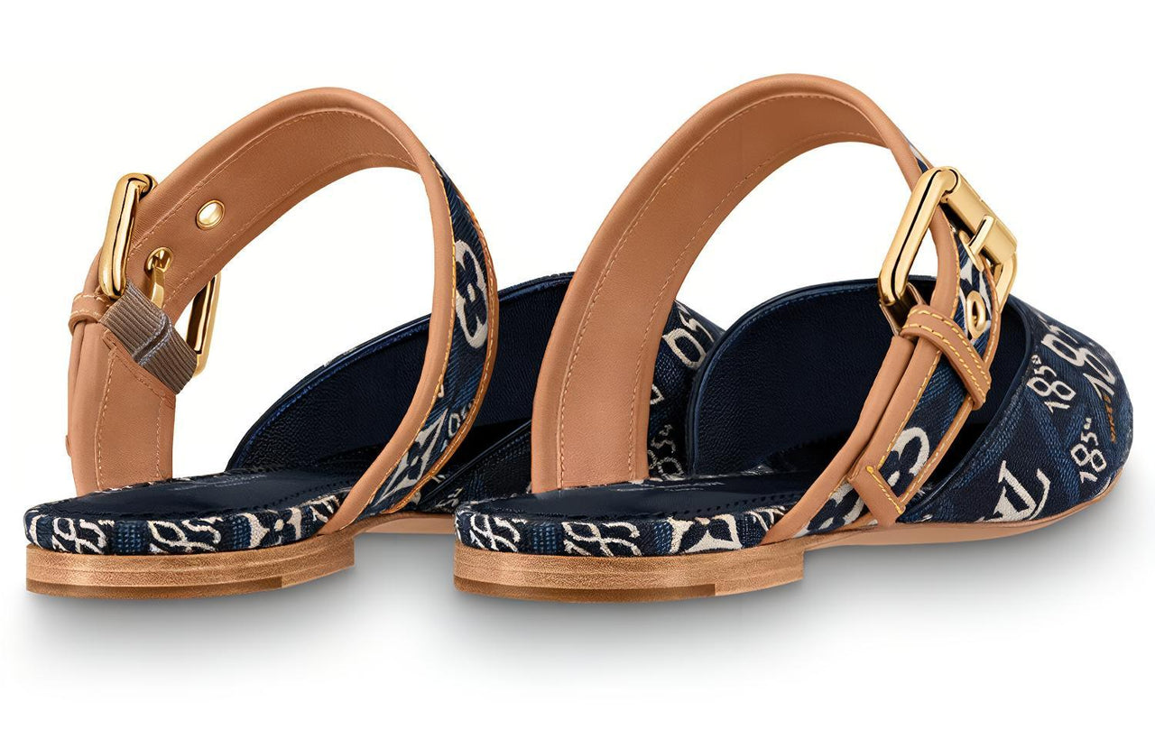 LOUIS VUITTON Since 1854 Sofia Flat Mules 'Navy' Women's