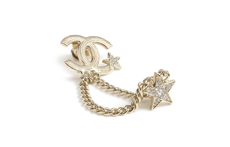 CHANEL Crystal Brooches Women's Gold